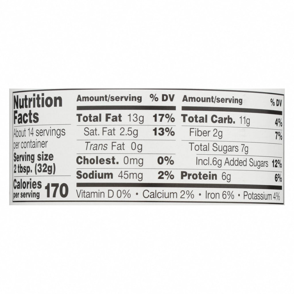 Peanut Butter and Co Peanut Butter - Dark Chocolate Dreams - Case of 6 - 16 oz. - Nutrition Facts
