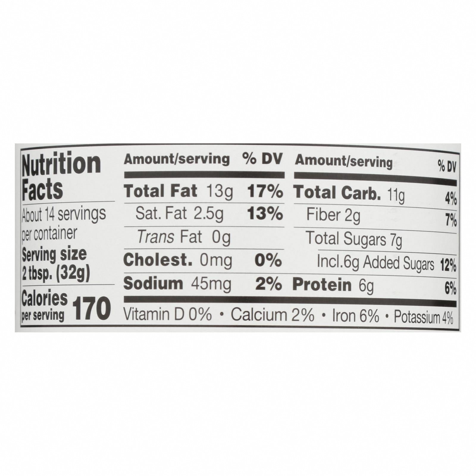 Peanut Butter and Co Peanut Butter - Dark Chocolate Dreams - Case of 6 - 16 oz. - Nutrition Facts