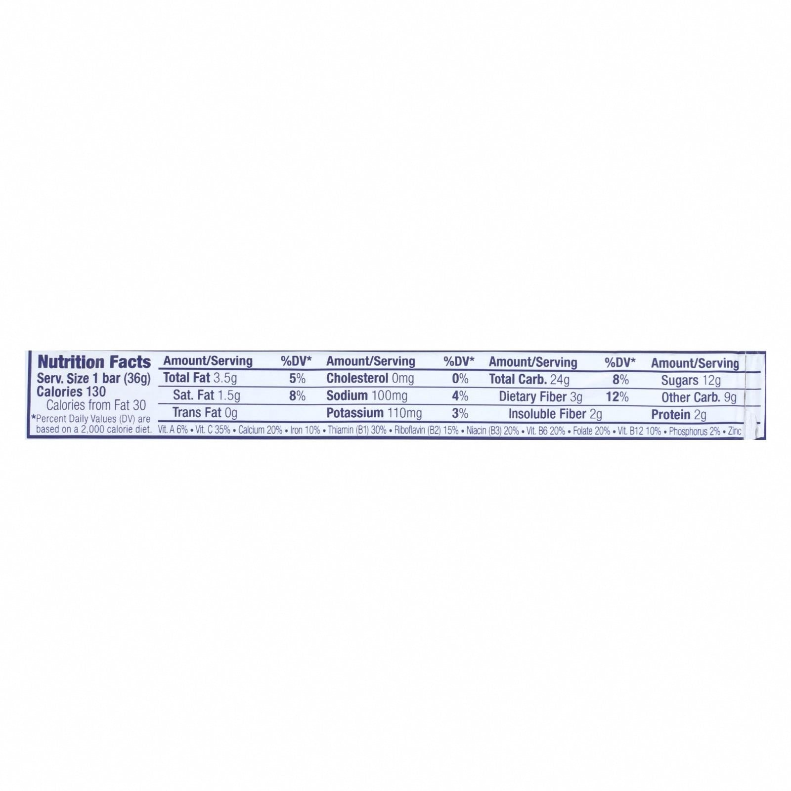 Clif Bar Zbar - Organic Chocolate Chip - Case of 18 - 1.27 oz - Nutrition Facts