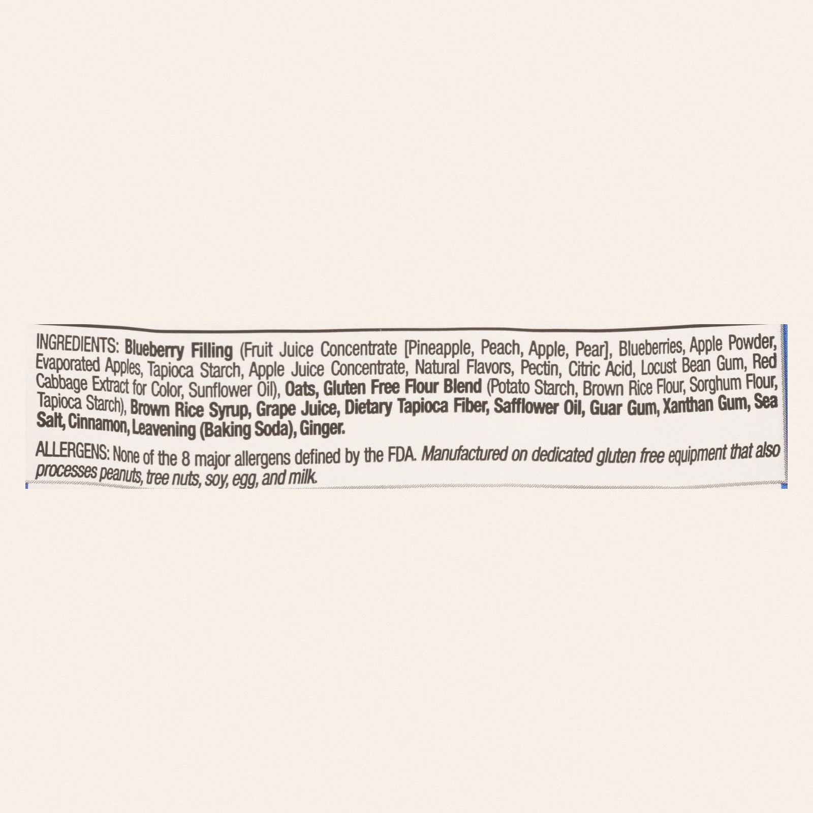 Betty Lou's Blueberry Fruit Bar  - Case of 12 - 2 OZ - Back