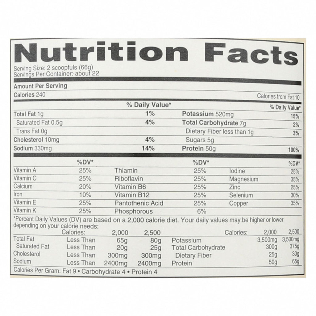 Nature's Best/the Isopure Co. - Isopure - Chocolate - 3 lb - Nutrition Facts