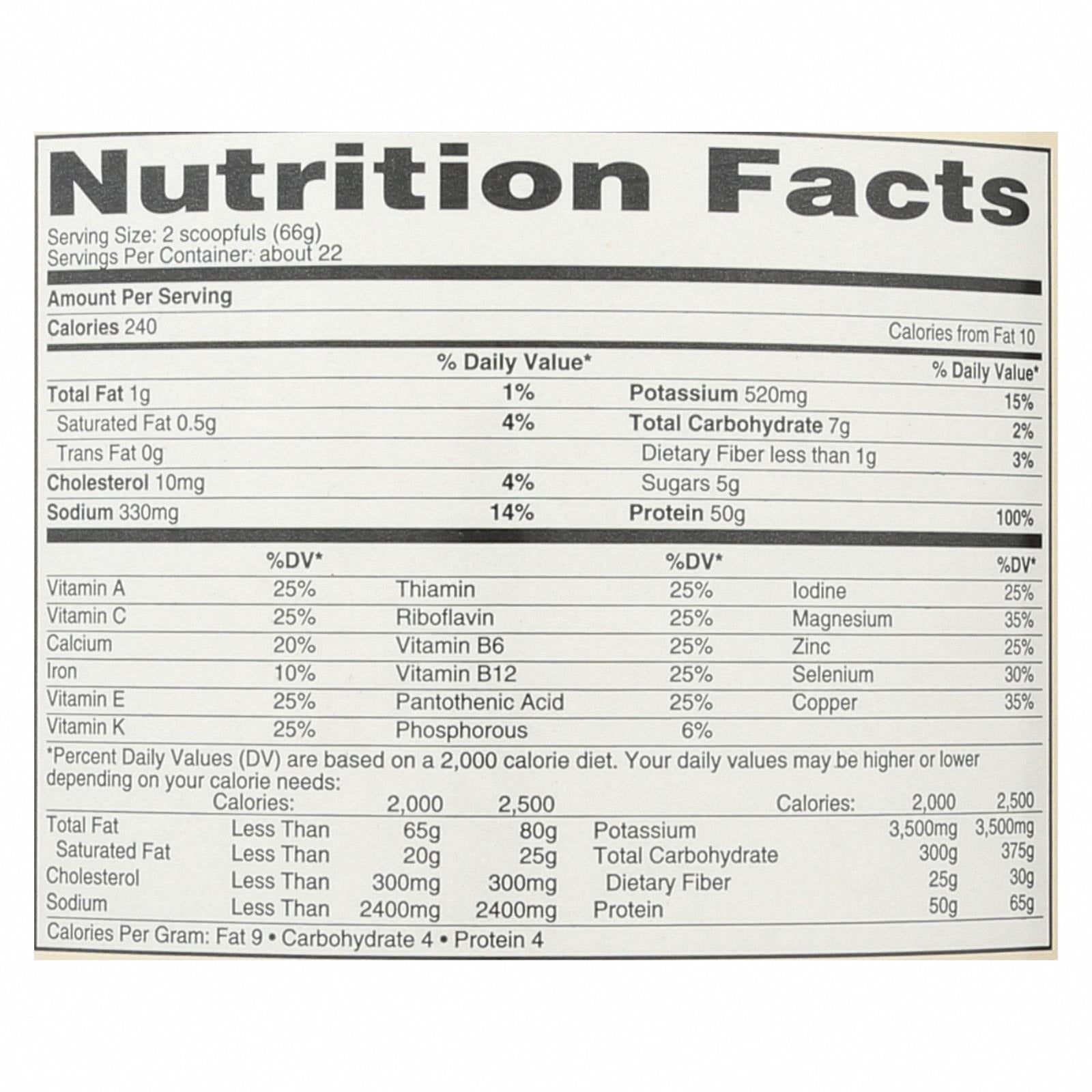 Nature's Best/the Isopure Co. - Isopure - Chocolate - 3 lb - Nutrition Facts