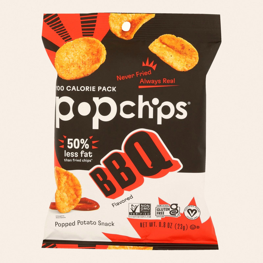 Popchips Potato Chip - Barbeque - Case of 24 - 0.8 oz. - Front