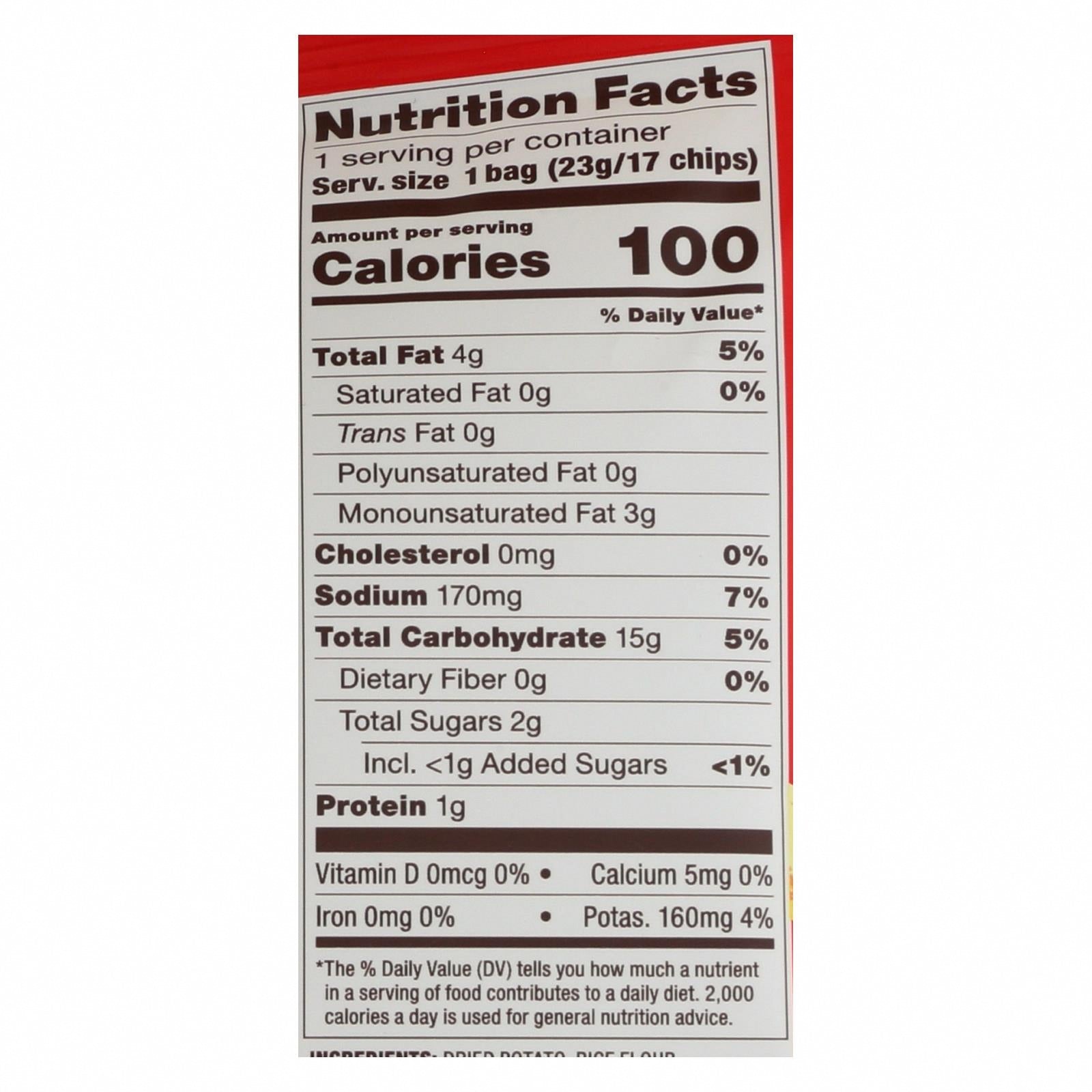 Popchips Potato Chip - Barbeque - Case of 24 - 0.8 oz. - Nutrition Facts
