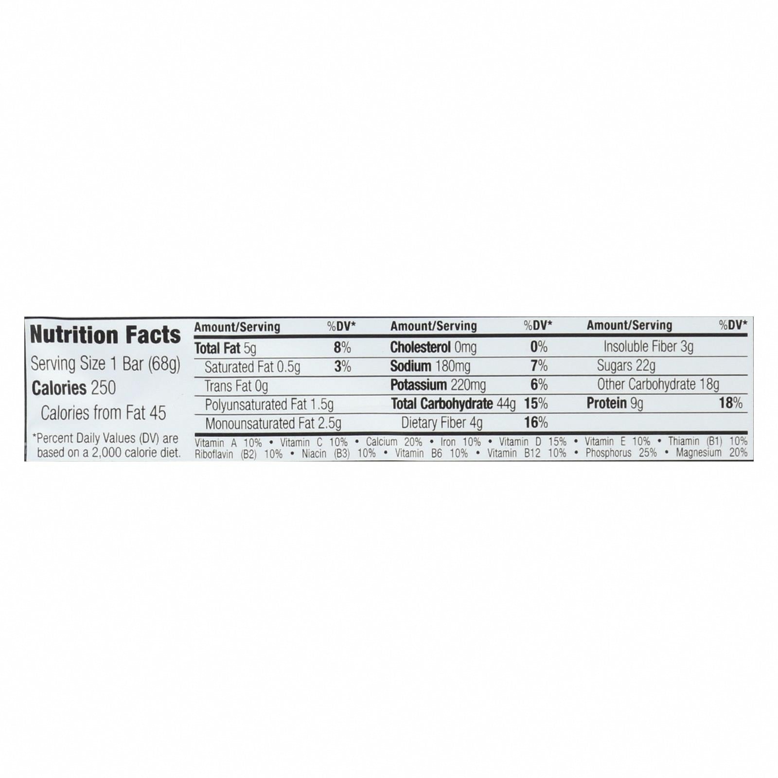 Clif Bar - Organic Blueberry Crisp - Case of 12 - 2.4 oz - Nutrition Facts