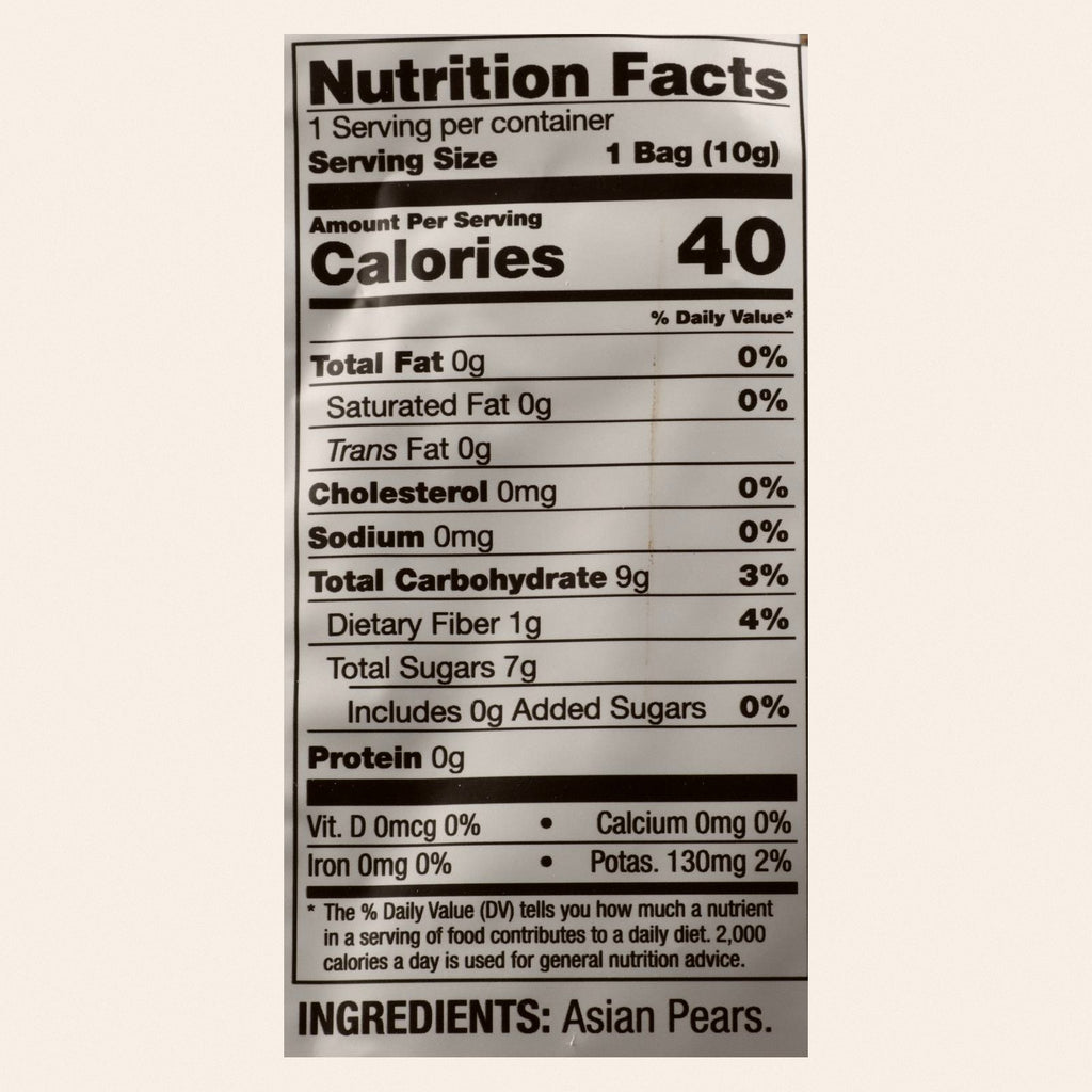 Freeze Dried Crisps, Asian Pear  - Case of 24 - .35 OZ - Back