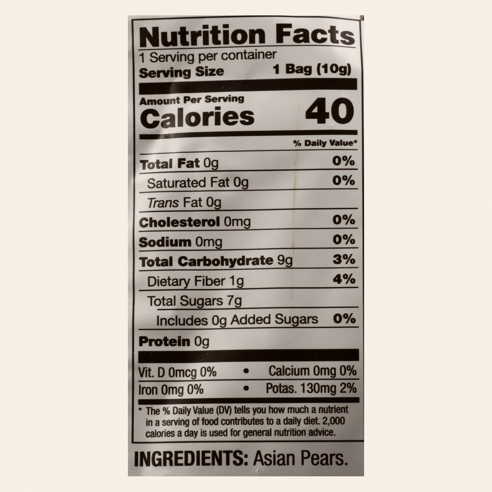 Freeze Dried Crisps, Asian Pear  - Case of 24 - .35 OZ - Back