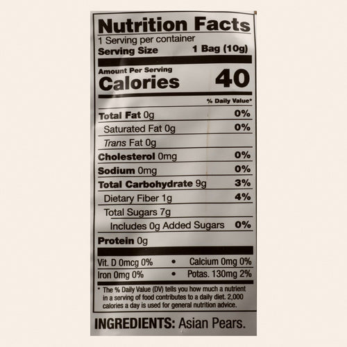 Freeze Dried Crisps, Asian Pear  - Case of 24 - .35 OZ - Back