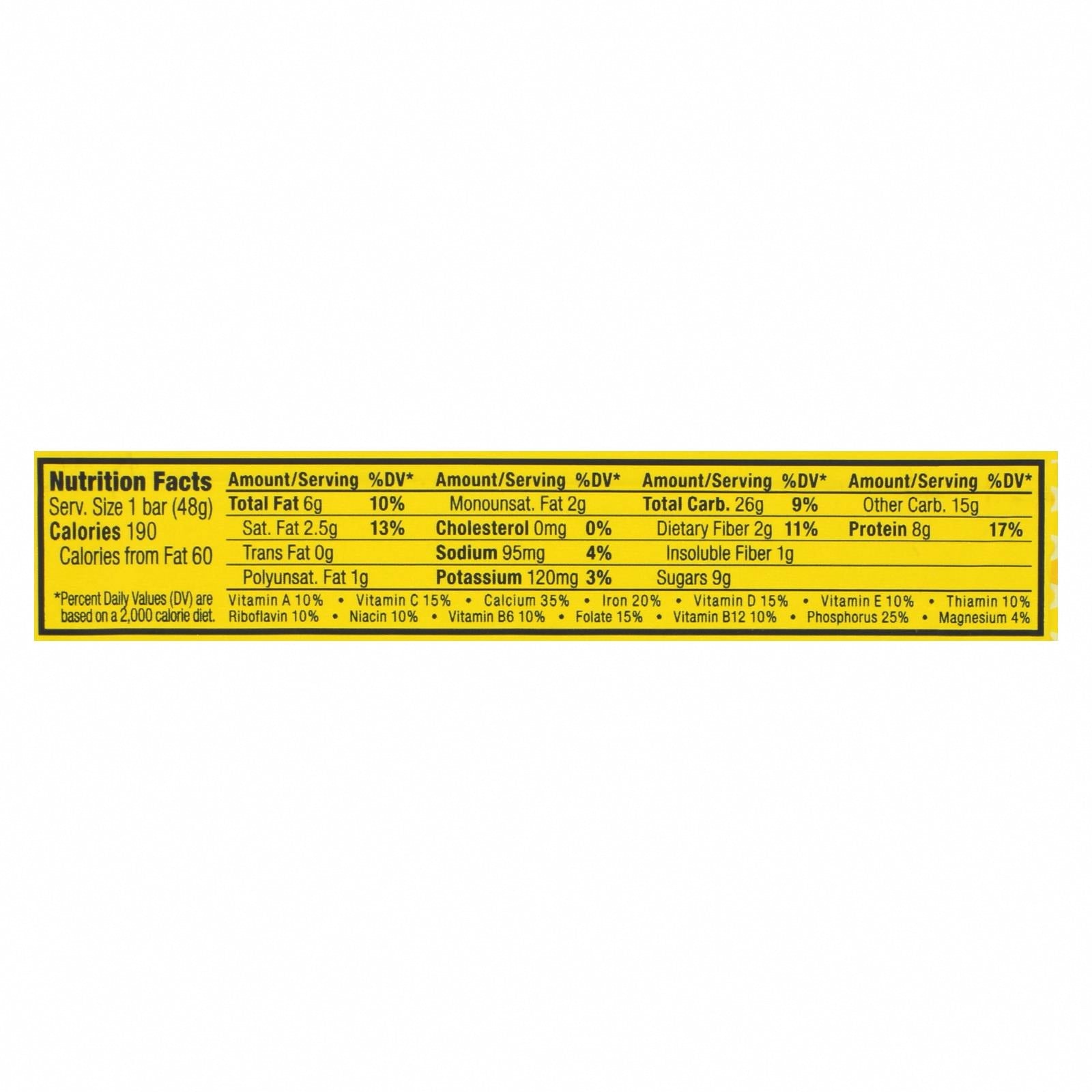 Clif Bar Luna Bar - Organic Lemon Zest - Case of 15 - 1.69 oz - Nutrition Facts