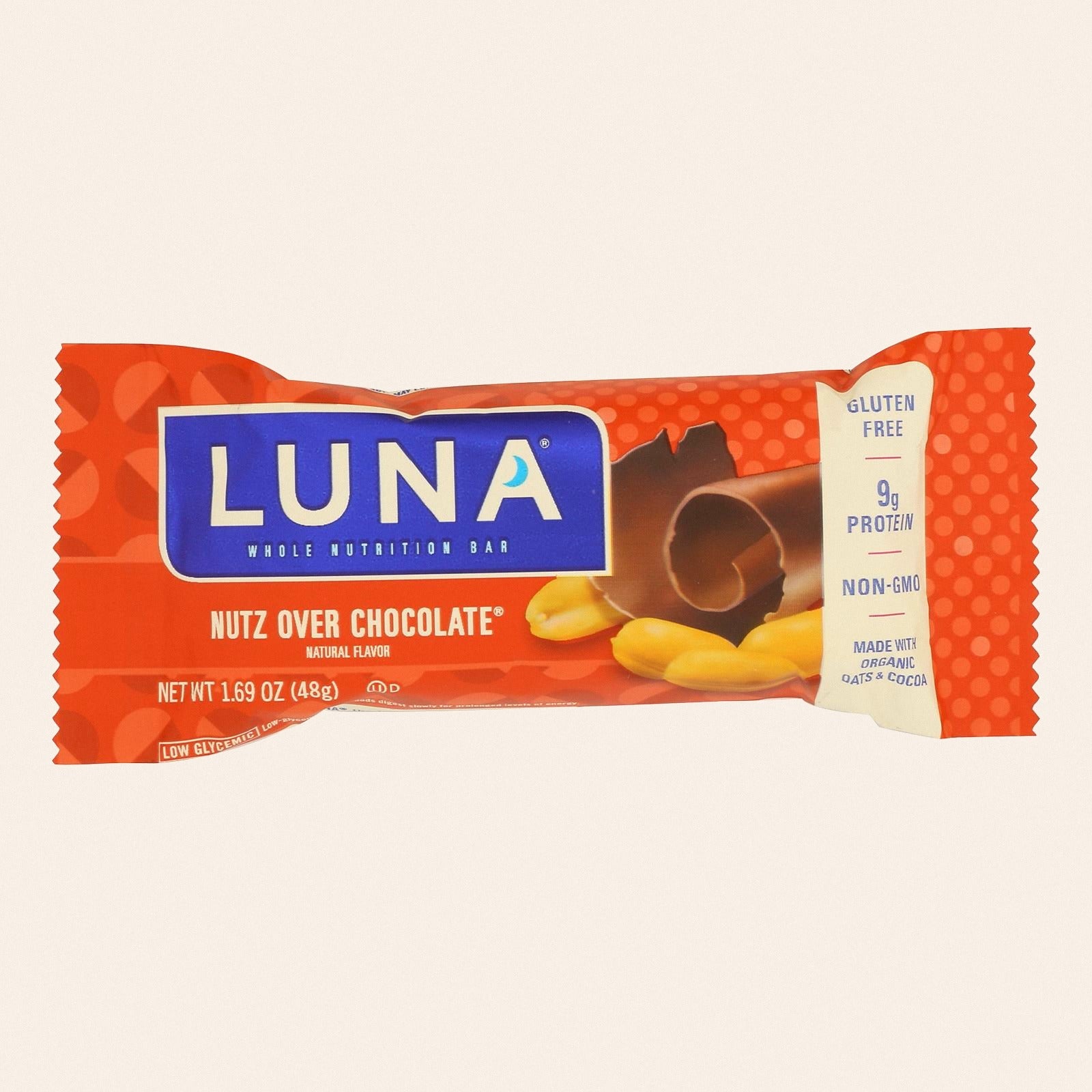 Clif Bar Luna Bar - Organic Nuts Over Chocolate - Case of 15 - 1.69 oz - Front