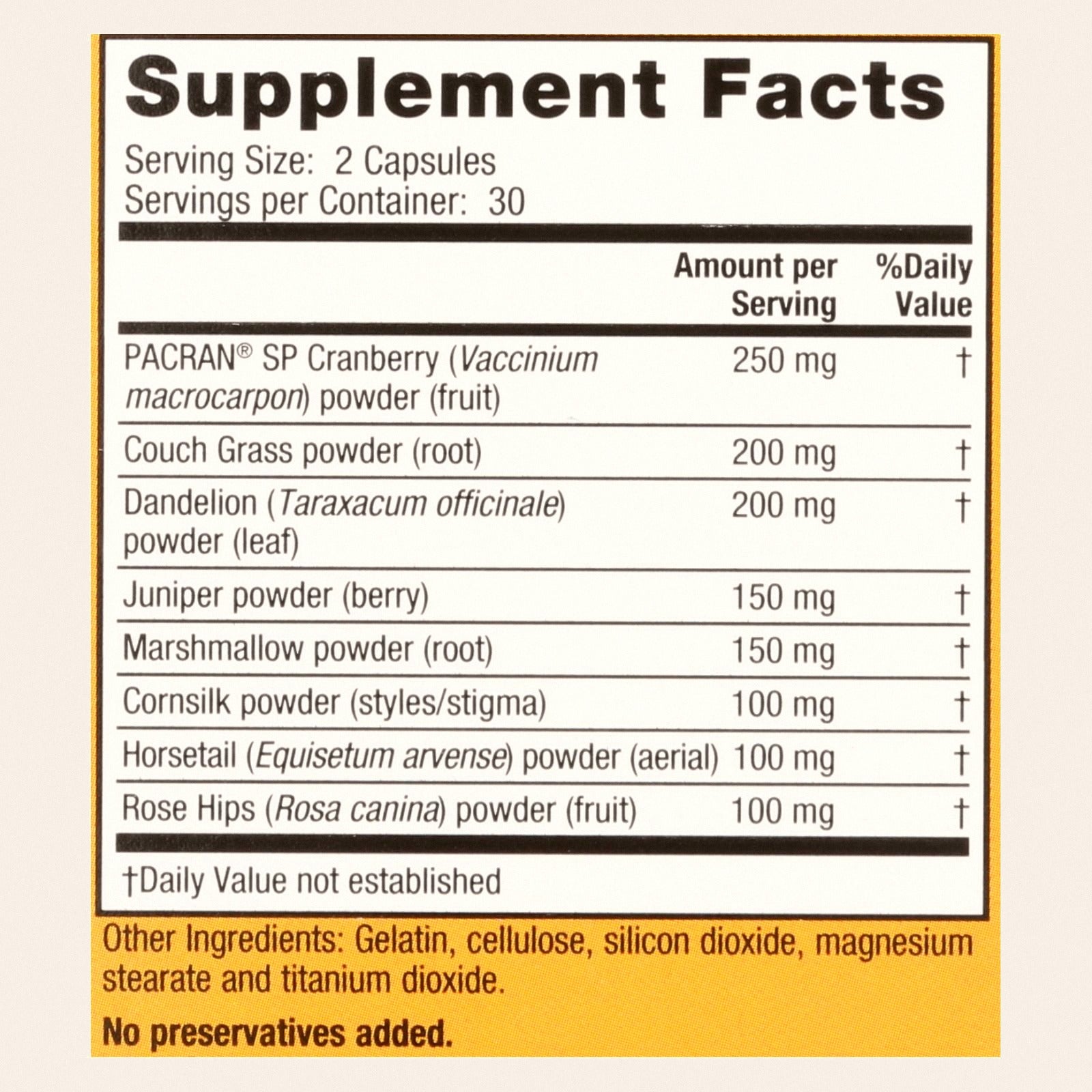 Nature's Secret Urinary Cleanse and Flush with Cranberry Extract - 60 Capsules - Back