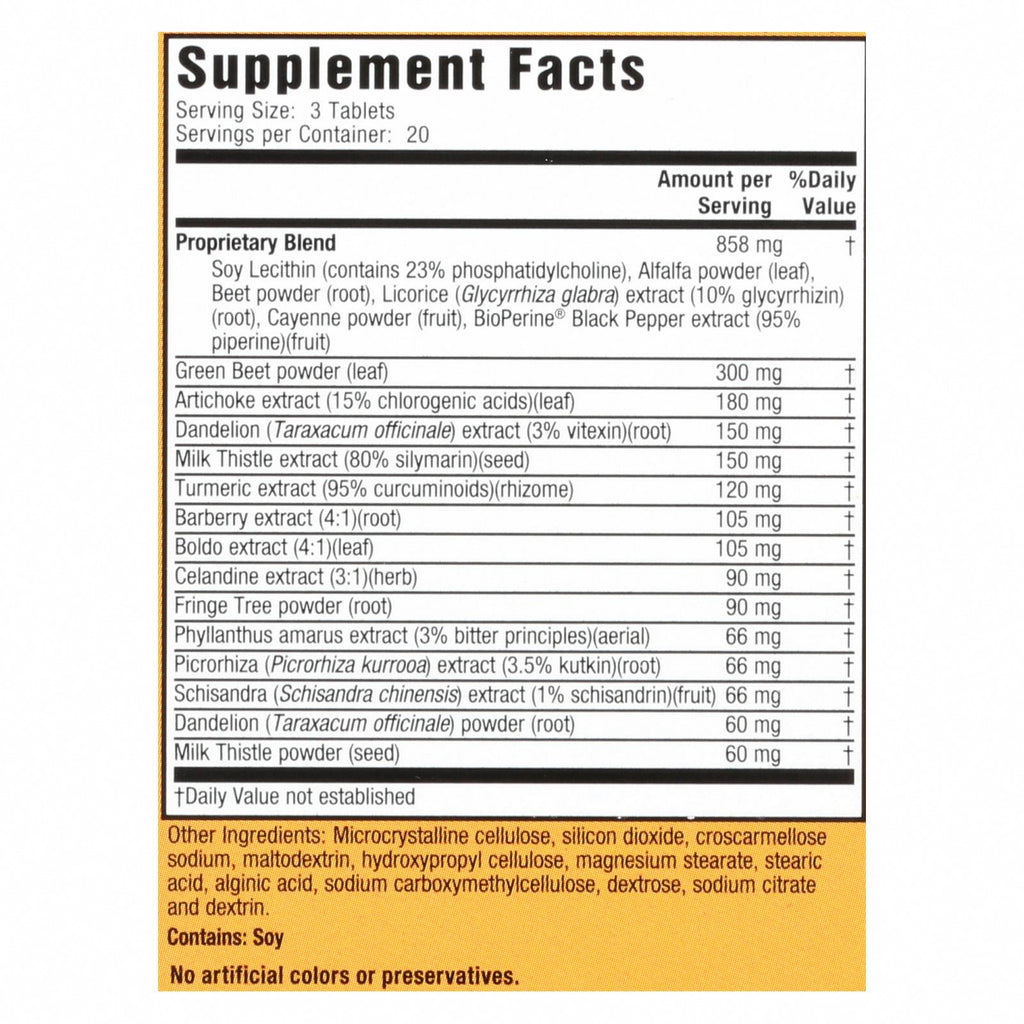 Nature's Secret Milk Thistle Liver Cleanse - 60 Tablets - Nutrition Facts