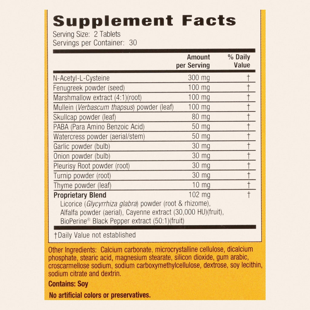 Nature's Secret Respiratory Cleanse and Defense - 60 Tablets - Back