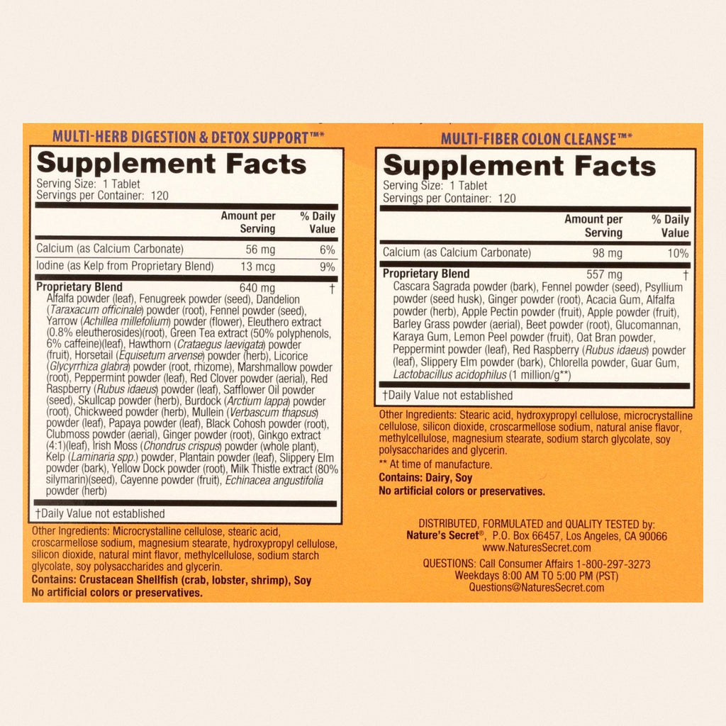 Nature's Secret Ultimate Cleanse Kit - 120 Tablets - Back