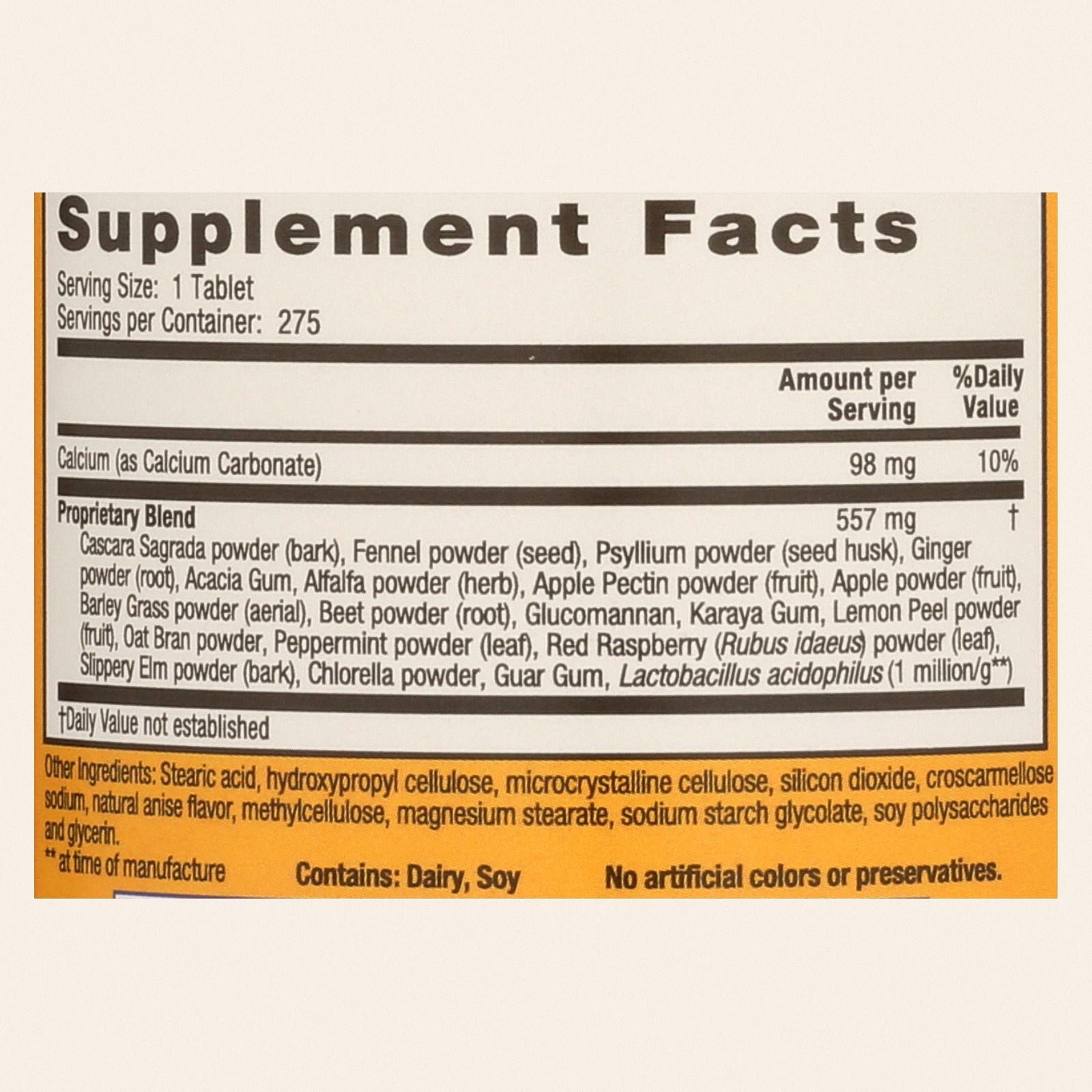 Nature's Secret Multi-Fiber Colon Cleanse - 275 Tablets - Back