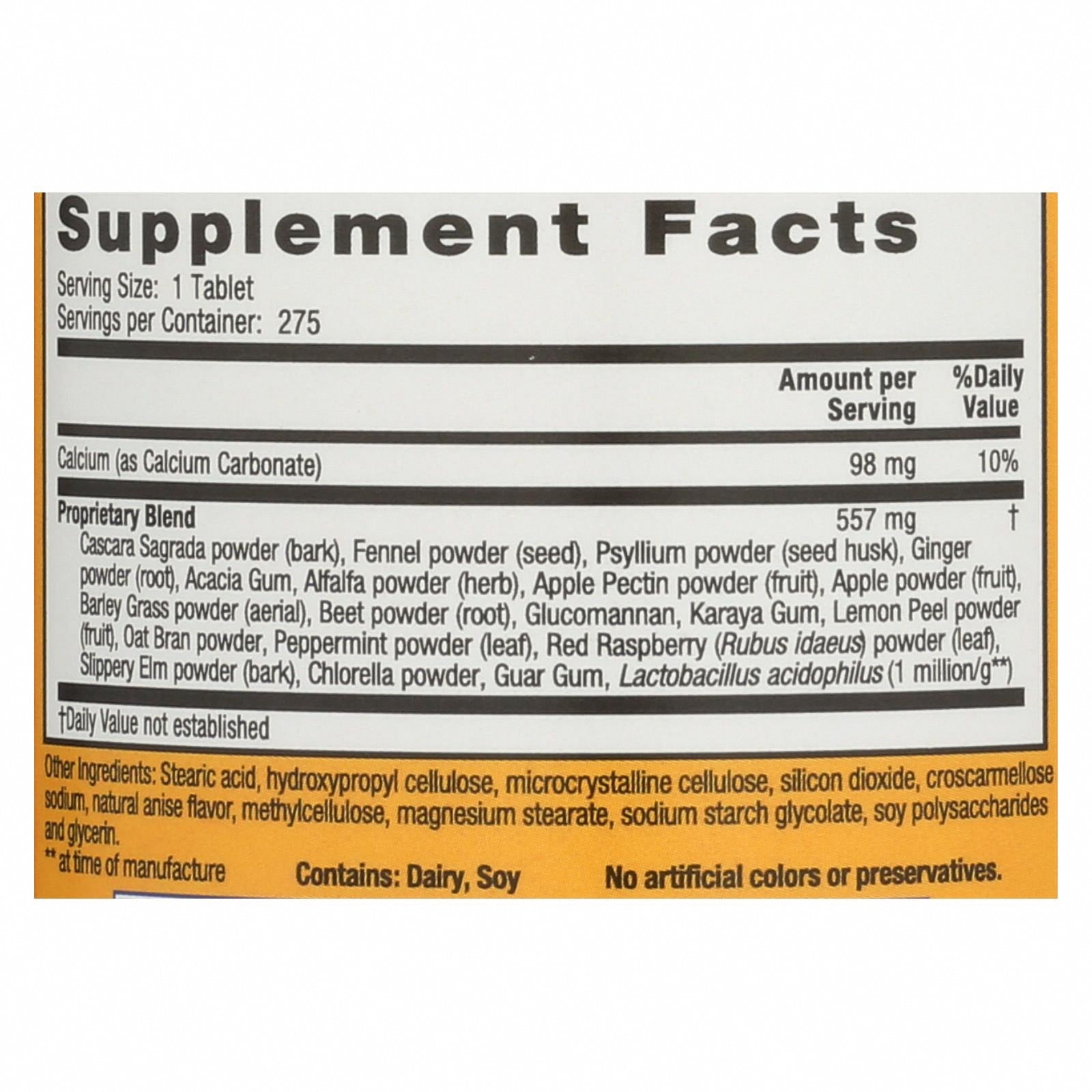Nature's Secret Multi-Fiber Colon Cleanse - 275 Tablets - Nutrition Facts