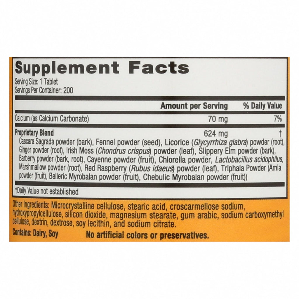 Nature's Secret Super Cleanse - 200 Tablets - Nutrition Facts