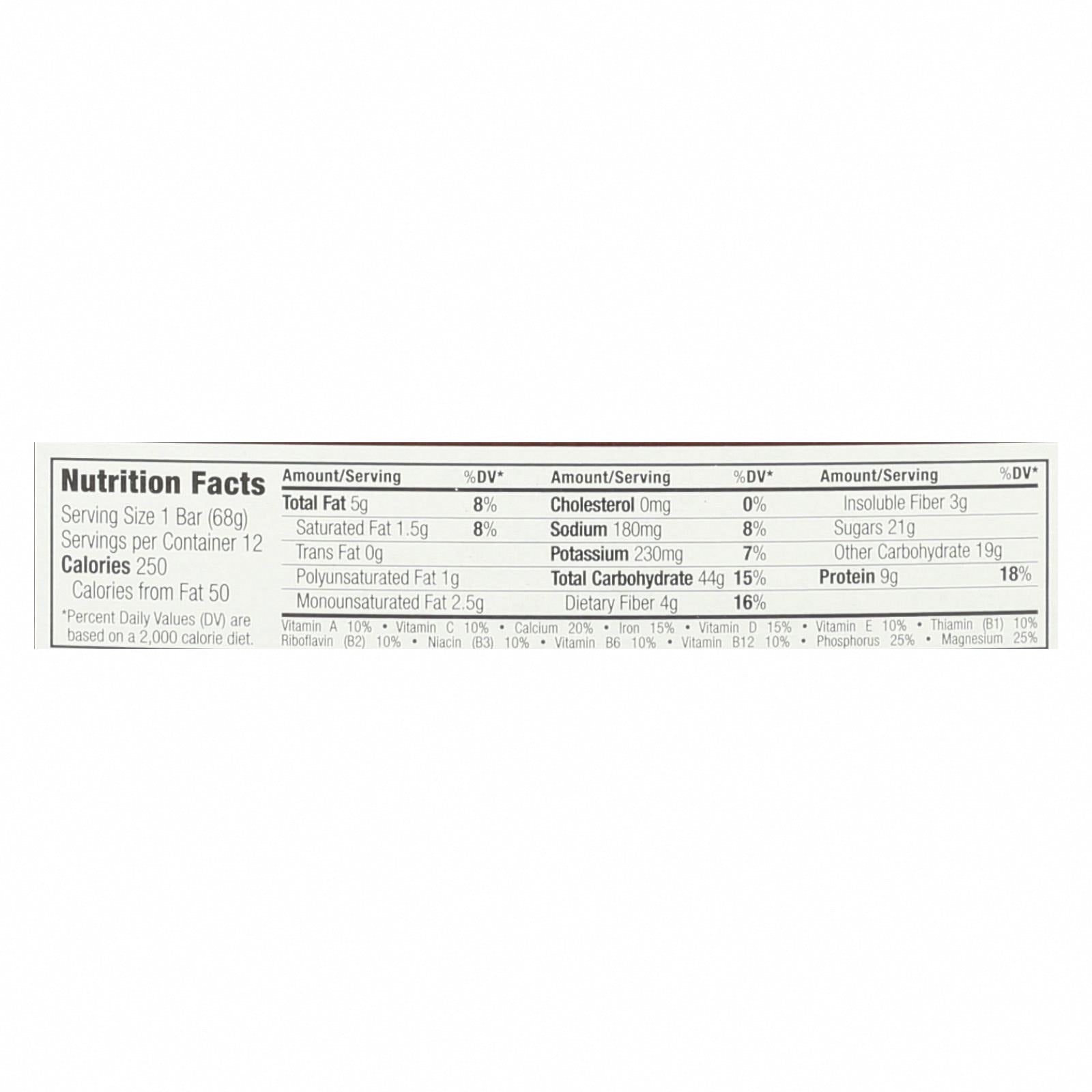 Clif Bar - Organic Chocolate Brownie - Case of 12 - 2.4 oz - Nutrition Facts
