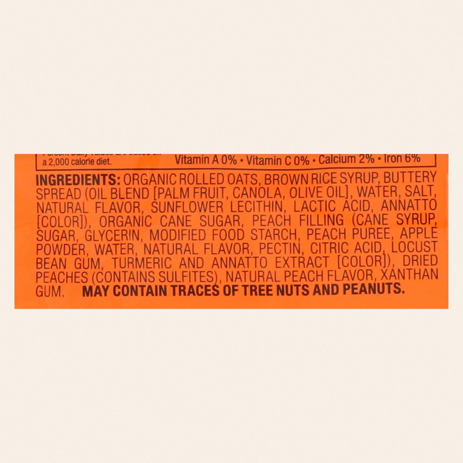 Bobo's Oat Bars - Bars - Peach - Case of 12 - 3 oz. - Back