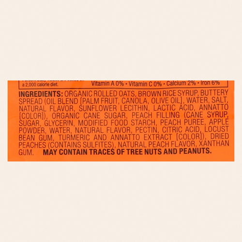 Bobo's Oat Bars - Bars - Peach - Case of 12 - 3 oz. - Back