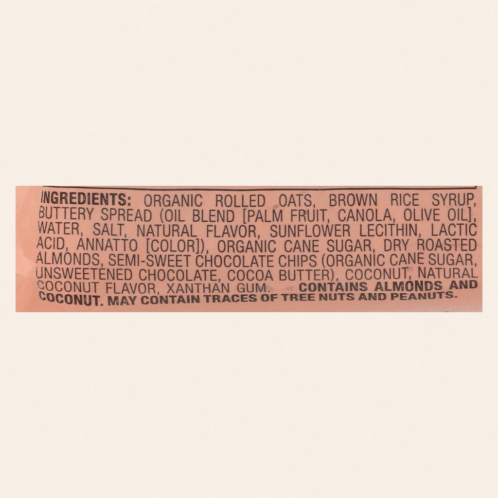 Bobo's Oat Bars - All Natural - Gluten Free - Chocolate Almond - 3 oz Bars - Case of 12 - Back
