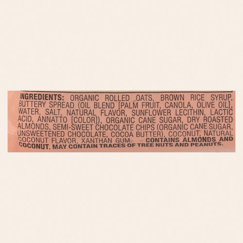 Bobo's Oat Bars - All Natural - Gluten Free - Chocolate Almond - 3 oz Bars - Case of 12 - Back