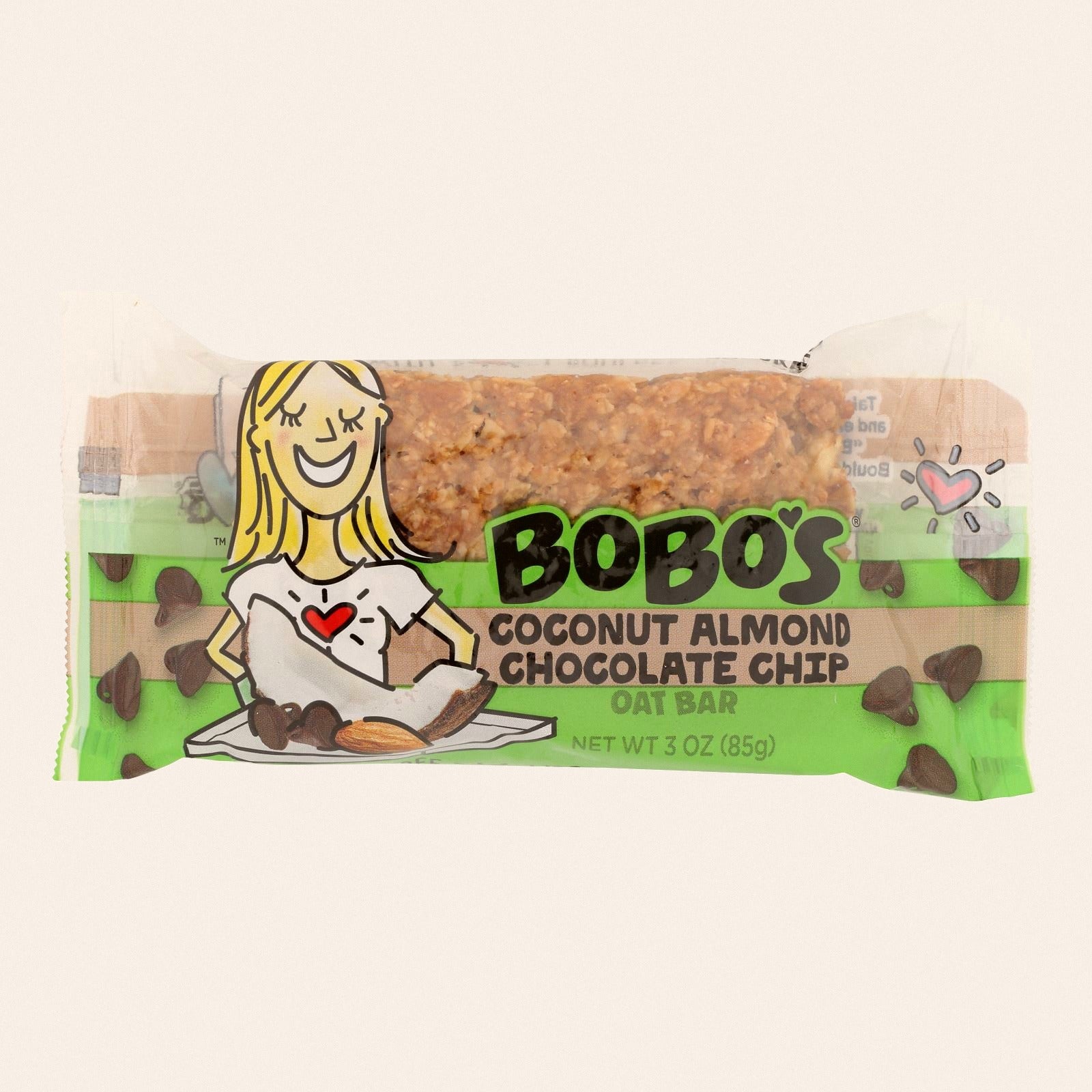 Bobo's Oat Bars - All Natural - Gluten Free - Chocolate Almond - 3 oz Bars - Case of 12 - Front