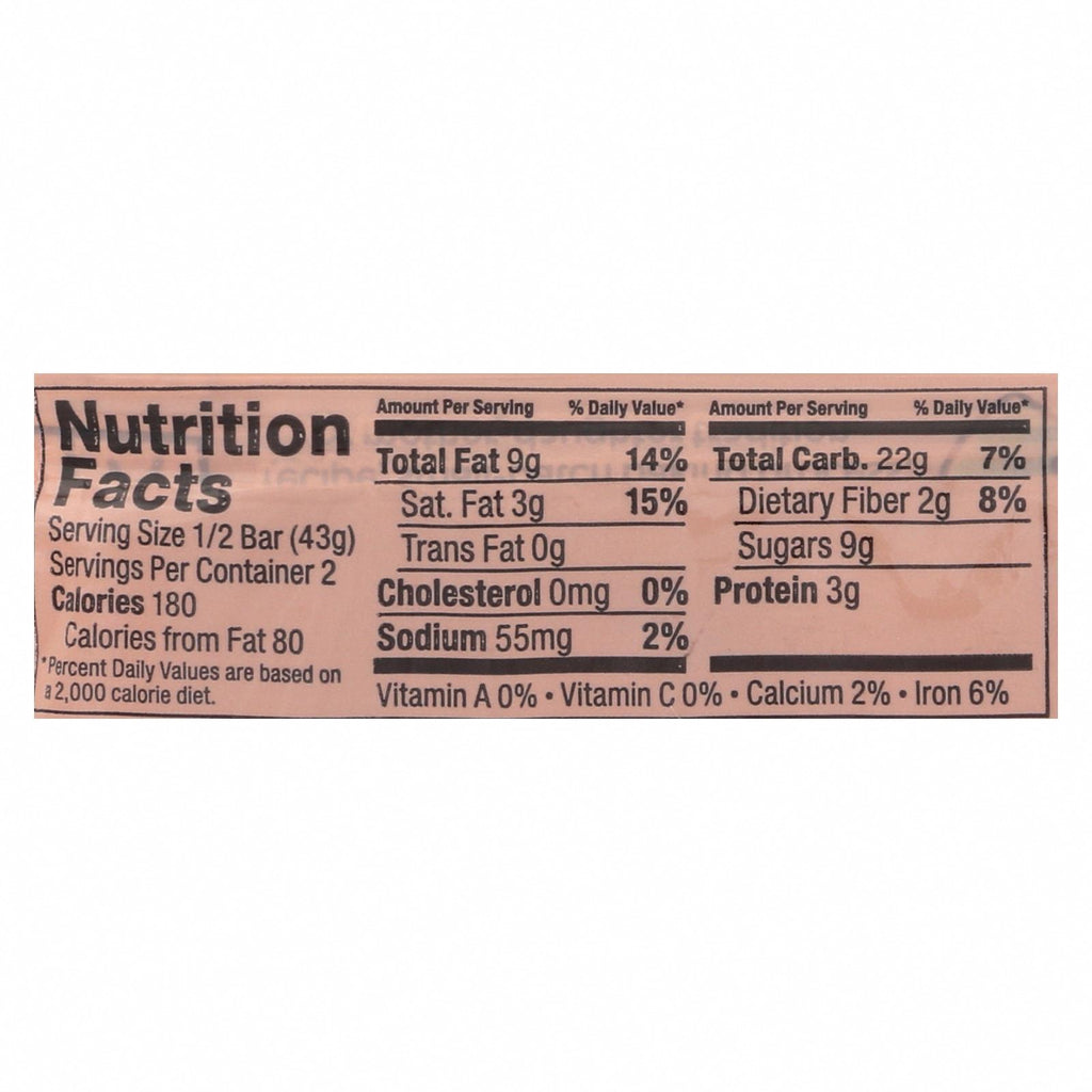 Bobo's Oat Bars - All Natural - Gluten Free - Chocolate Almond - 3 oz Bars - Case of 12 - Nutrition Facts