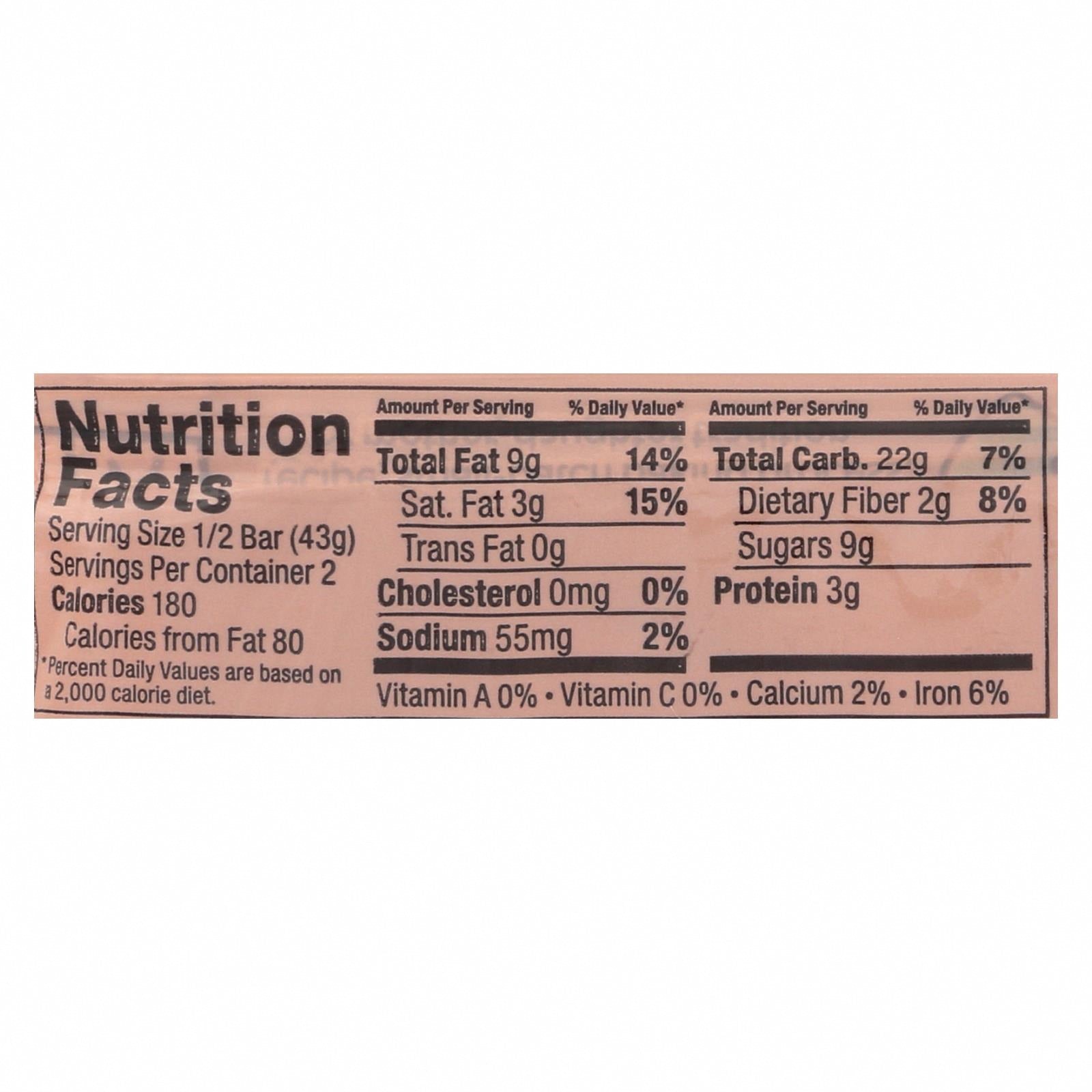 Bobo's Oat Bars - All Natural - Gluten Free - Chocolate Almond - 3 oz Bars - Case of 12 - Nutrition Facts