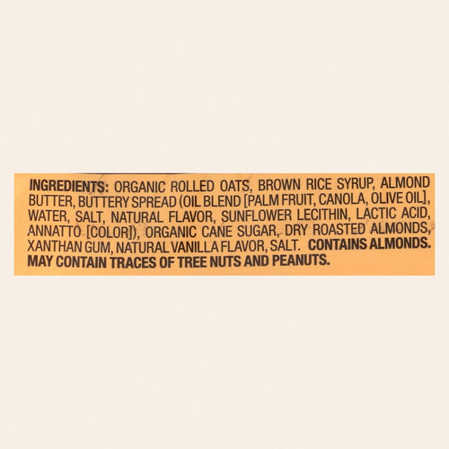 Bobo's Oat Bars - All Natural - Almond - 3 oz Bars - Case of 12 - Back