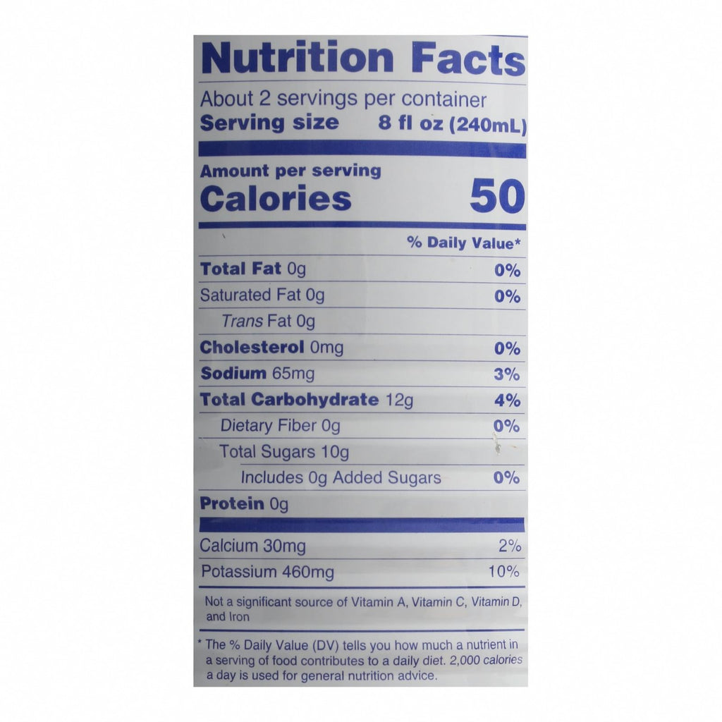 C2O - Pure Coconut Water Pure Coconut Water - Case of 12 - 17.5 fl oz - Nutrition Facts