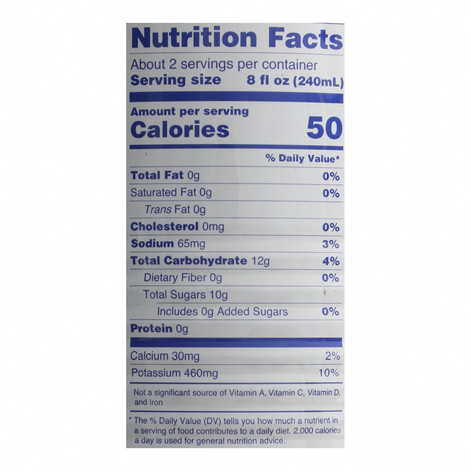 C2O - Pure Coconut Water Pure Coconut Water - Case of 12 - 17.5 fl oz - Nutrition Facts