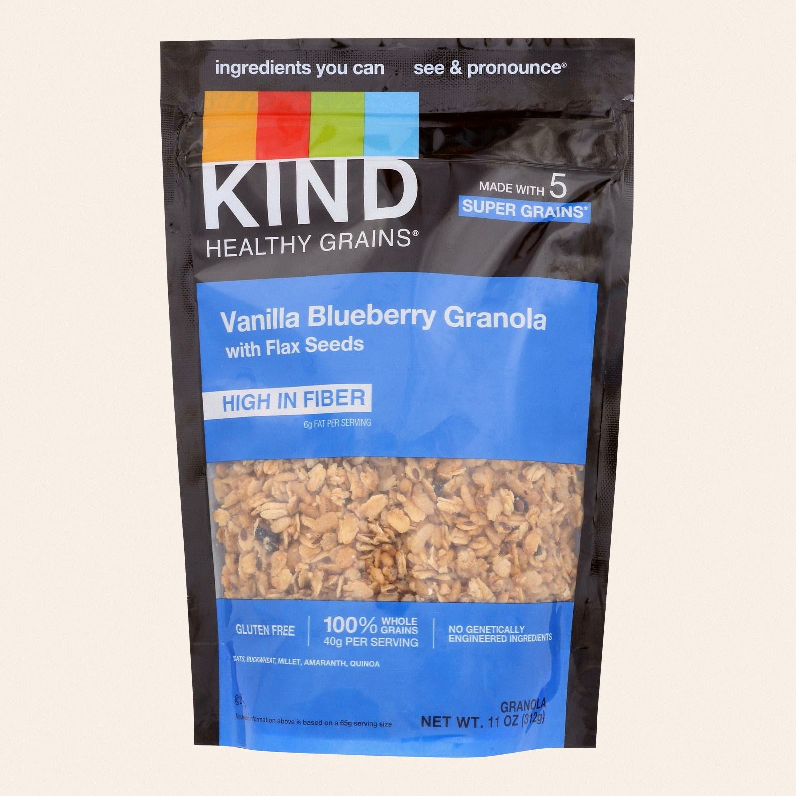 Kind Healthy Grains Vanilla Blueberry Clusters with Flax Seeds - 11 oz - Case of 6 - Front