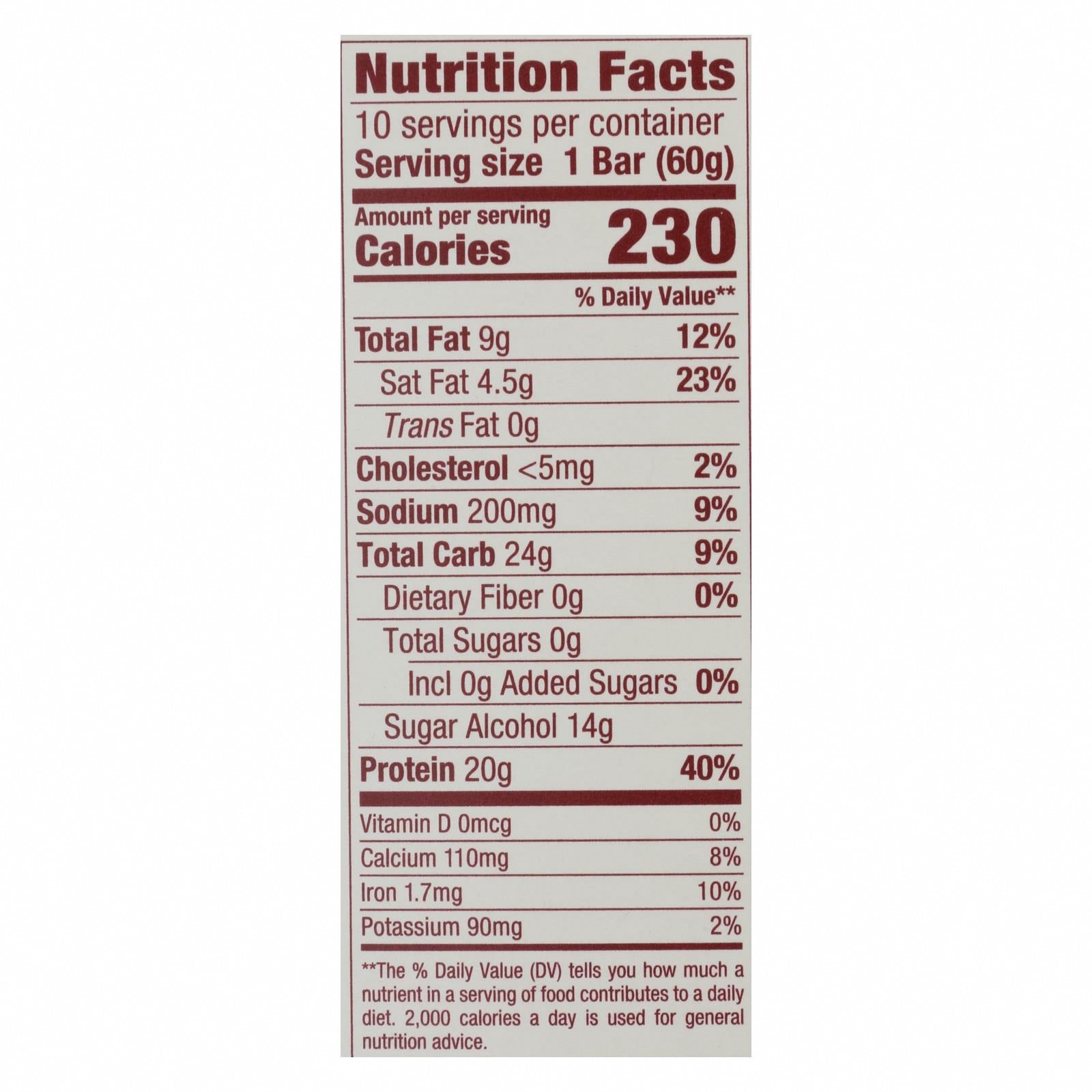 Think Products thinkThin High Protein Bar - Cookies and Cream - 2.1 oz - Case of 10 - Nutrition Facts