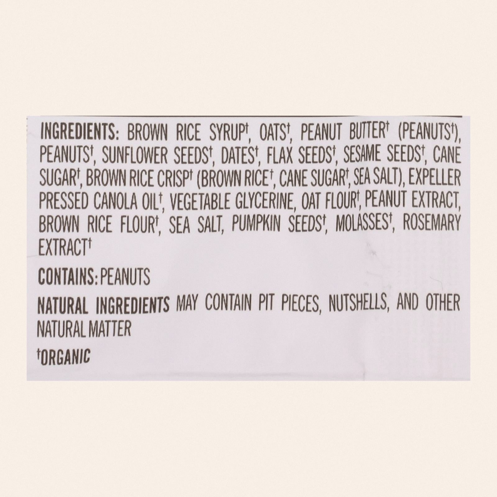 Probar Organic Peanut Butter Bar - Case of 12 - 3 oz - Back
