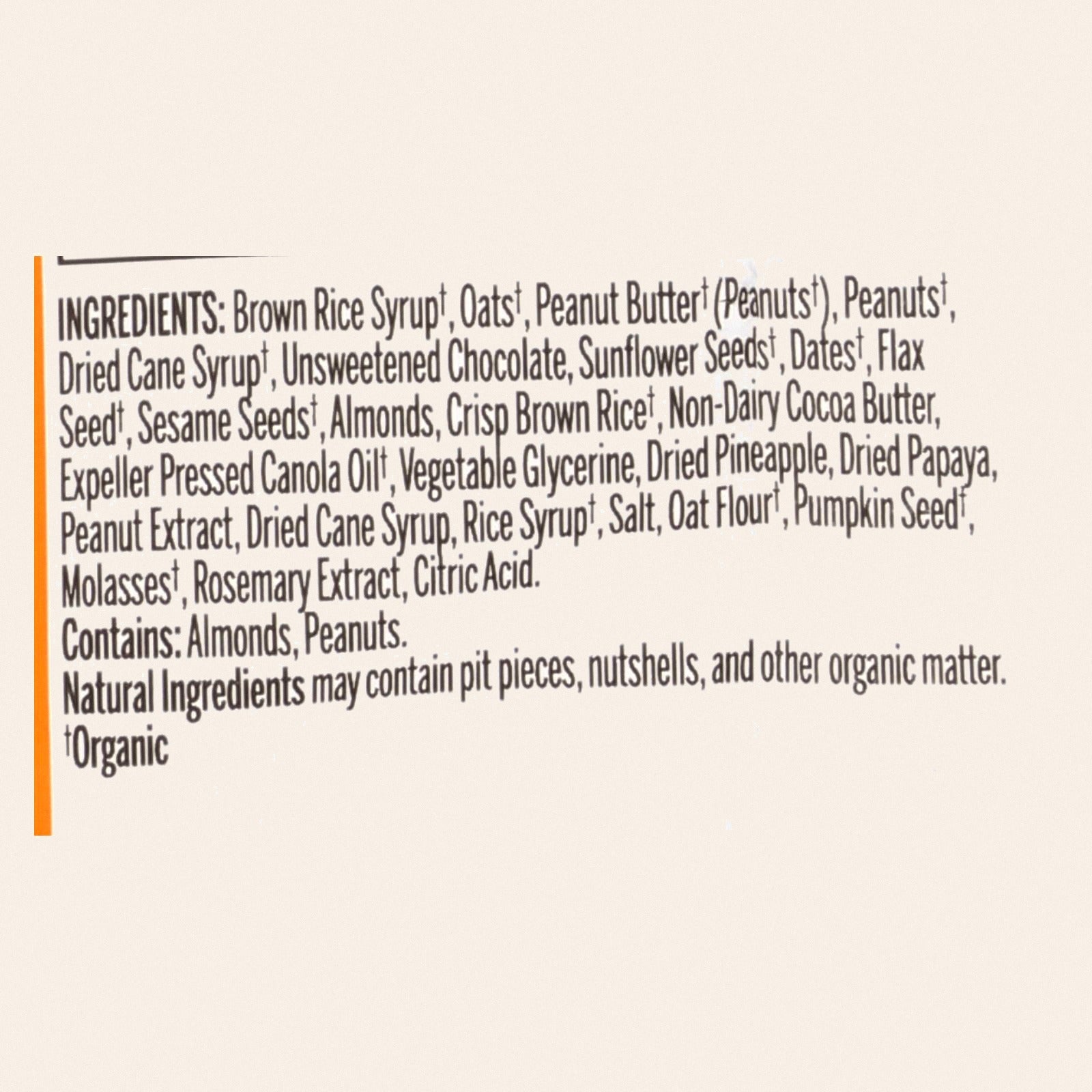 Probar Organic Peanut Butter Chocolate Chip Bar - Case of 12 - 3 oz - Back