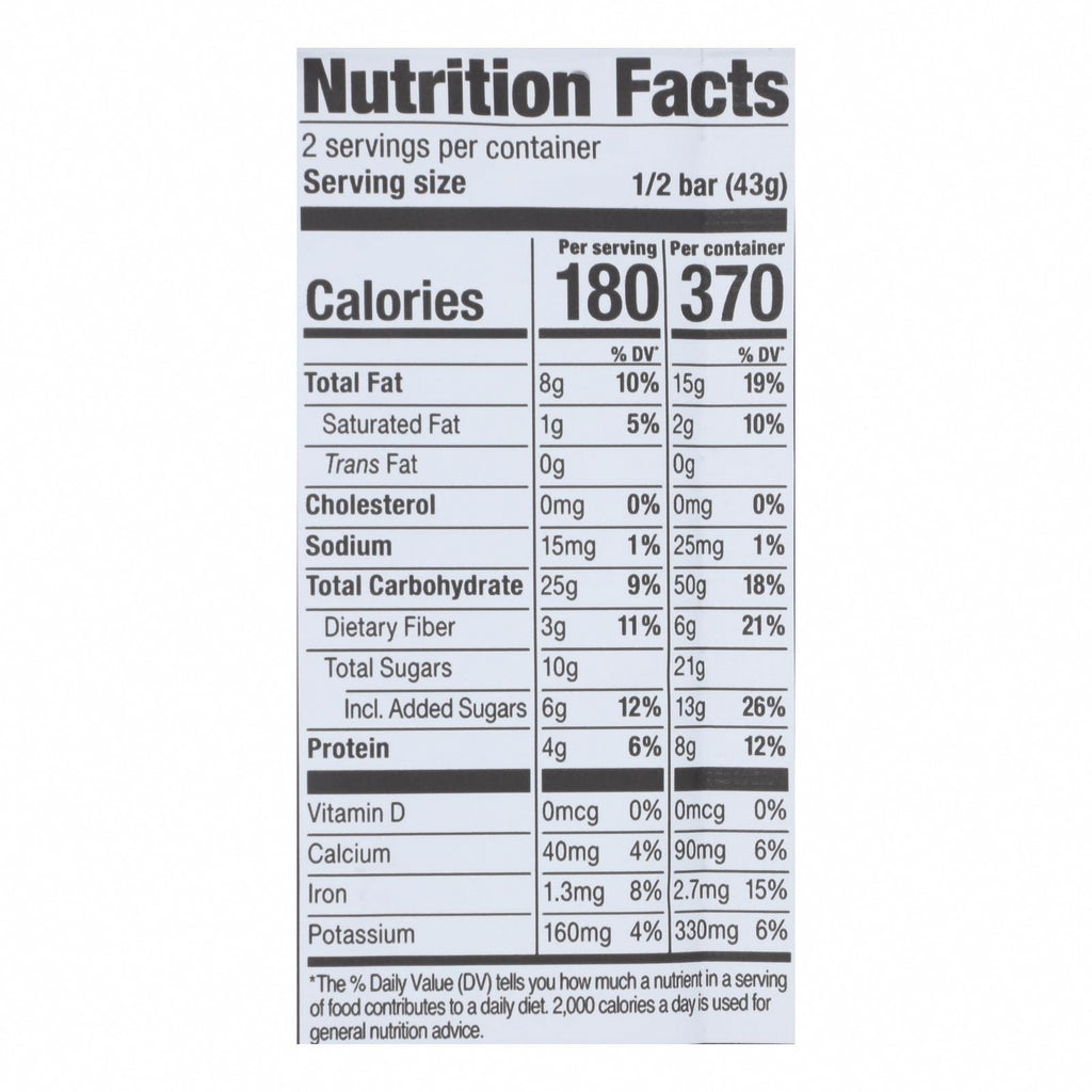 Probar Organic Superfruit Slam Bar - Case of 12 - 3 oz - Nutrition Facts