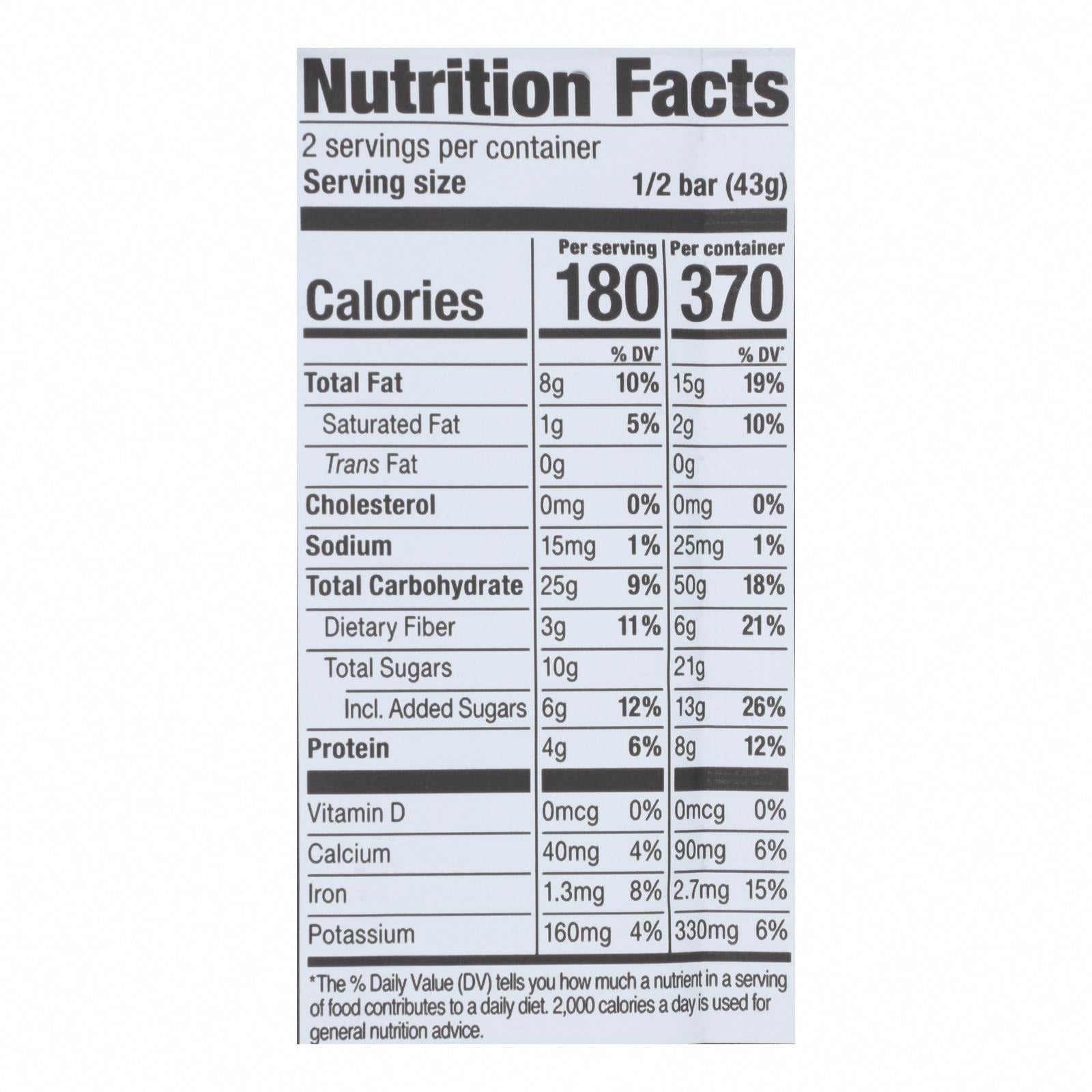 Probar Organic Superfruit Slam Bar - Case of 12 - 3 oz - Nutrition Facts