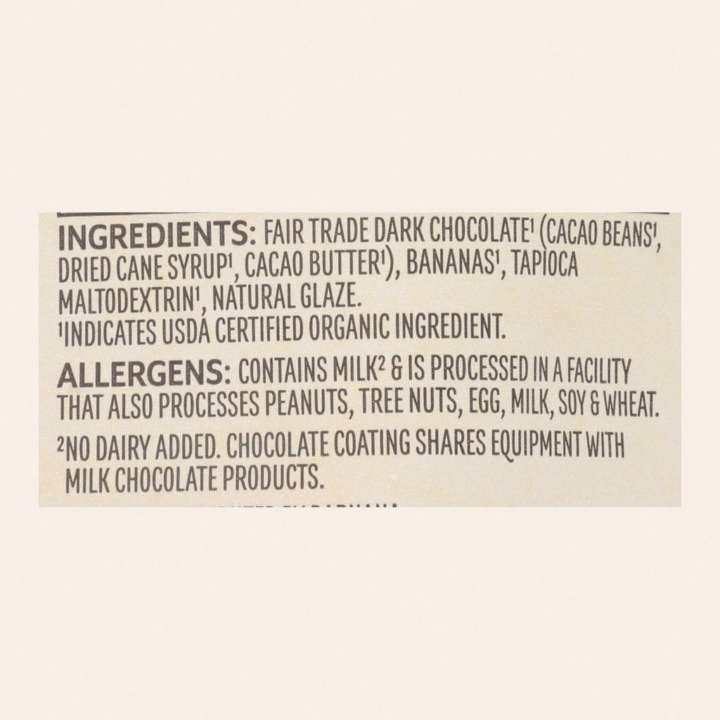 Barnana Chewy Banana Bites - Organic Chocolate - Case of 12 - 3.5 oz. - Back