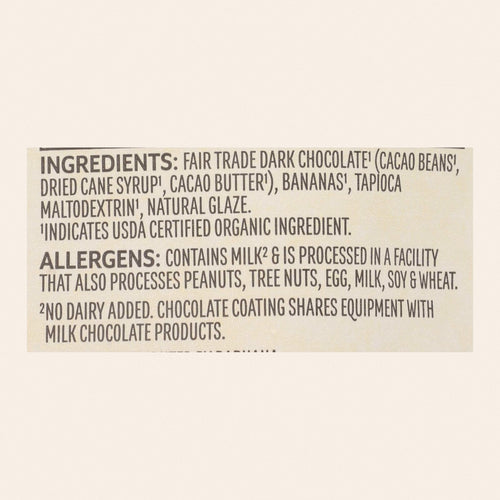 Barnana Chewy Banana Bites - Organic Chocolate - Case of 12 - 3.5 oz. - Back