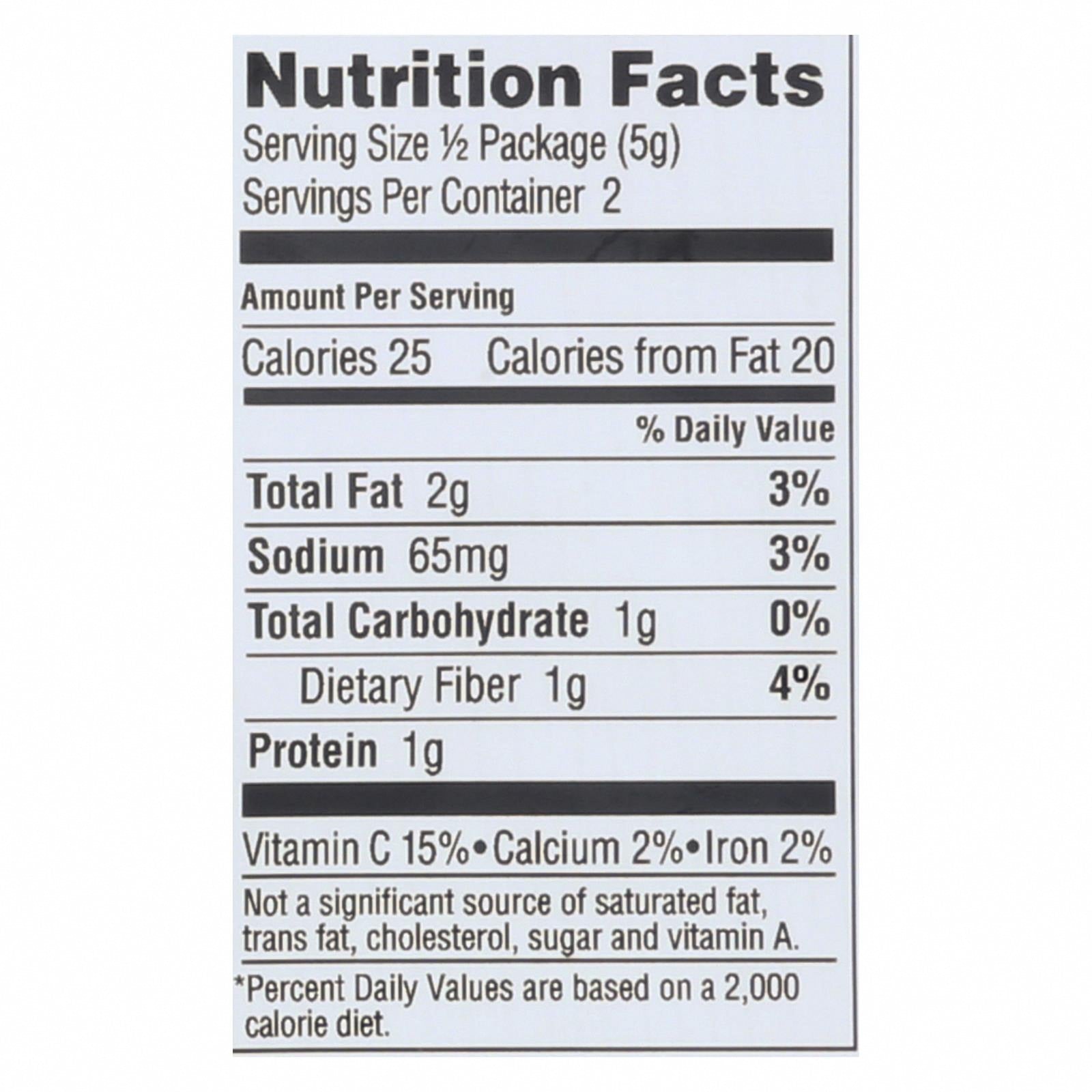 Gimme Organic Seaweed Chips - Sea Salt - Case of 12 - 0.35 oz. - Nutrition Facts