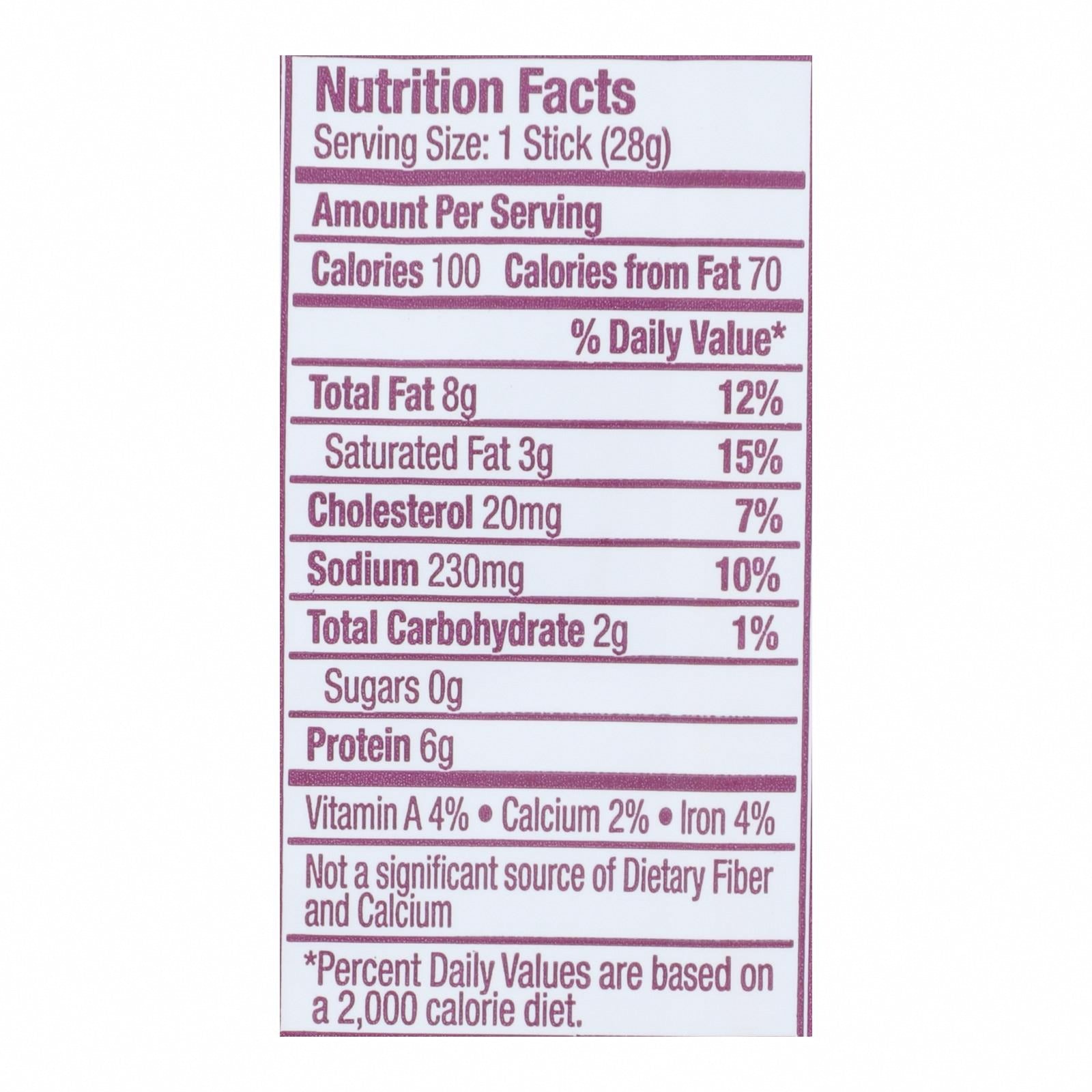 Vermont Smoke And Cure Real Sticks - Chipotle - 1 oz - Case of 24 - Nutrition Facts