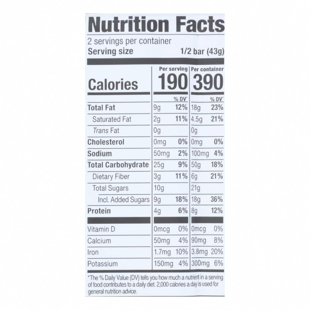 Probar Organic Chocolate Coconut Bar - Case of 12 - 3 oz - Nutrition Facts