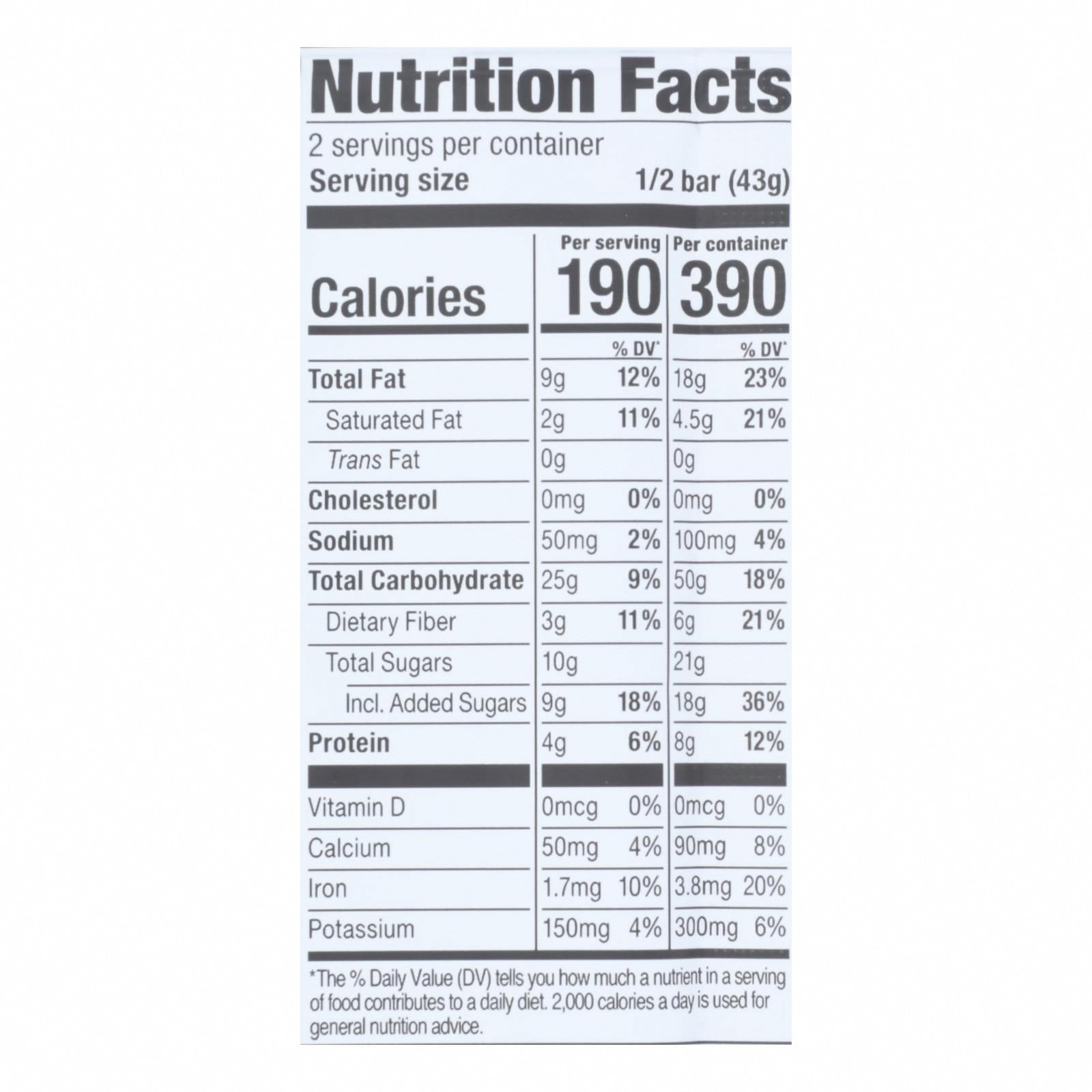 Probar Organic Chocolate Coconut Bar - Case of 12 - 3 oz - Nutrition Facts