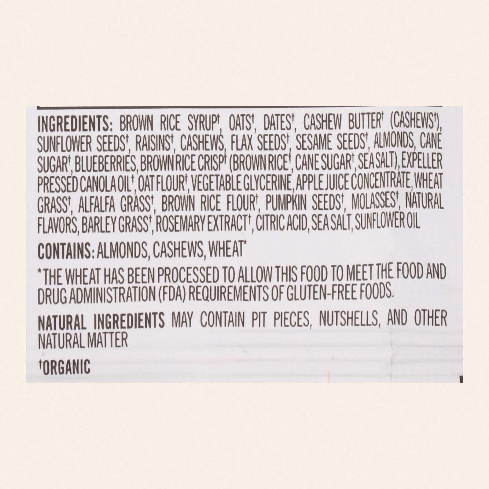 Probar Bar Organic Superberry Bar - Case of 12 - 3 oz - Back