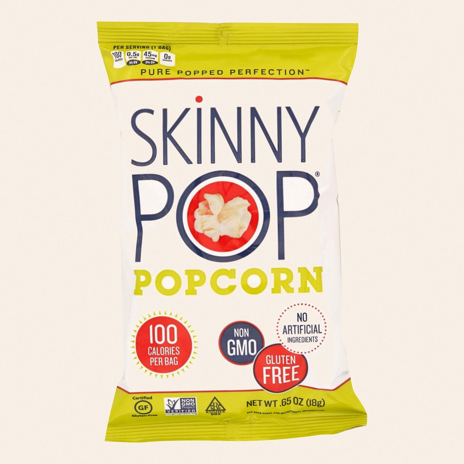 Skinnypop Popcorn 100 Calorie Popcorn Bags - Case of 30 - 0.65 oz. - Front