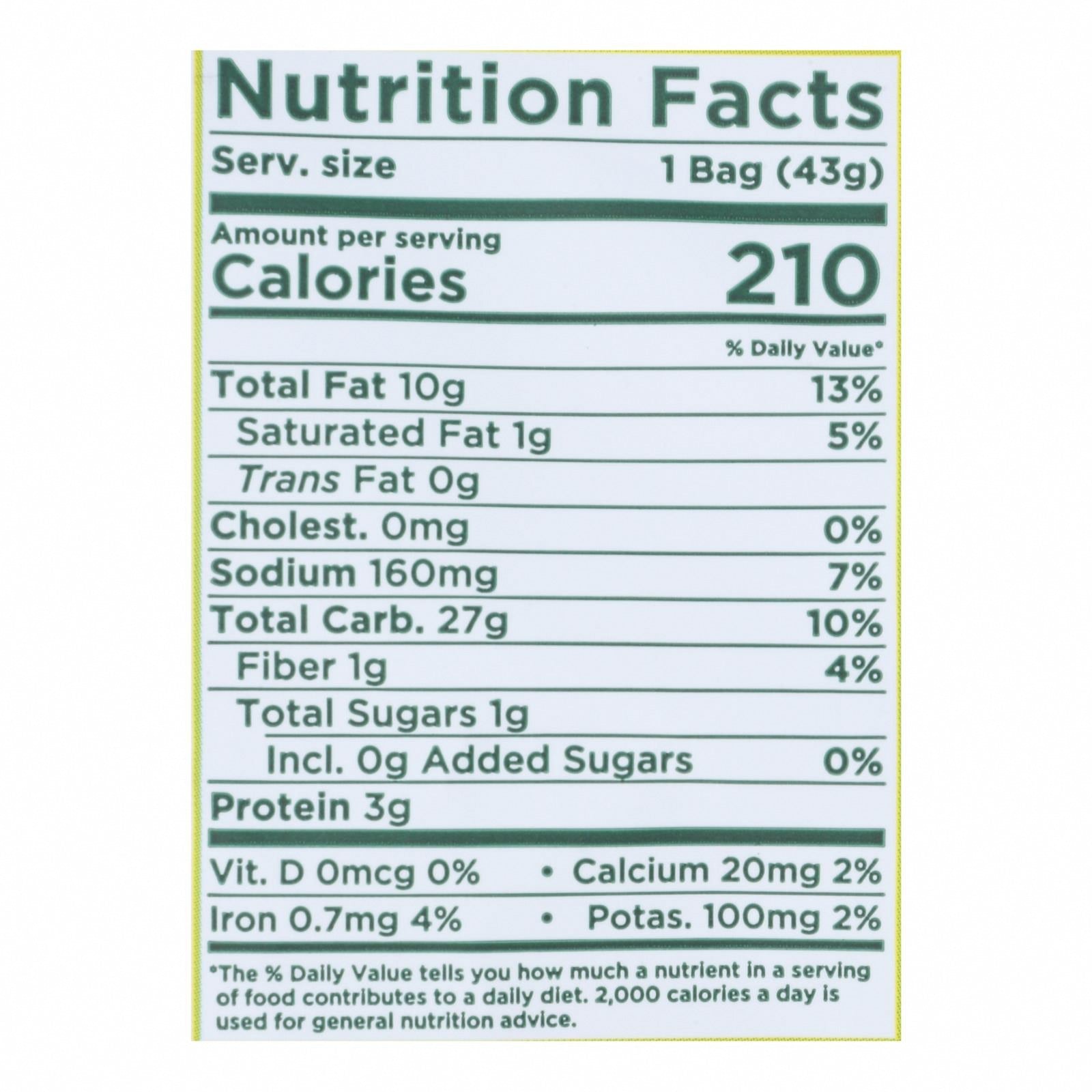 Lundberg Family Farms - Rice Chips - Fiesta Lime - Case of 24-1.5 oz. - Nutrition Facts