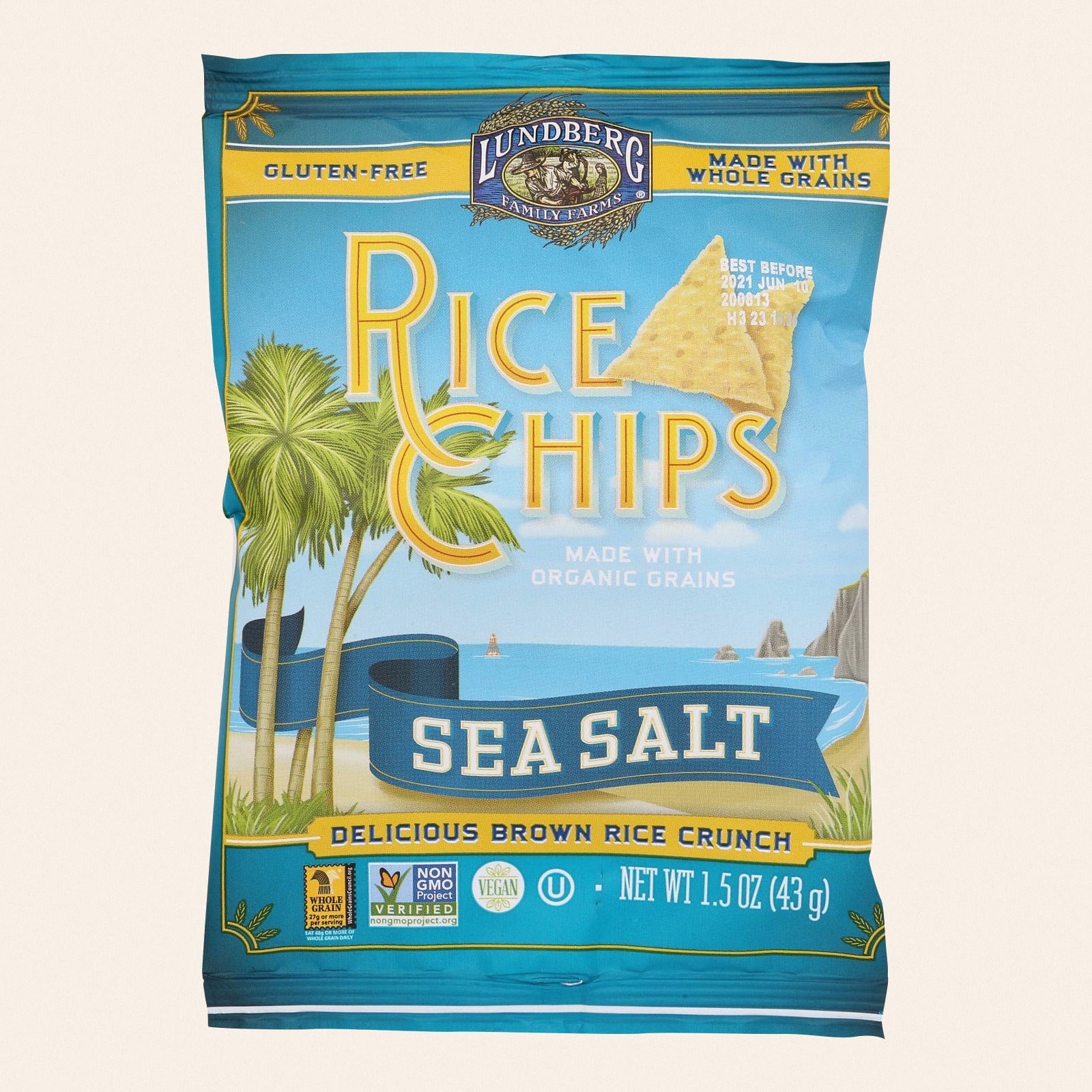 Lundberg Family Farms Rice Chips - Sea Salt - Case of 24 - 1.5 oz. - Front