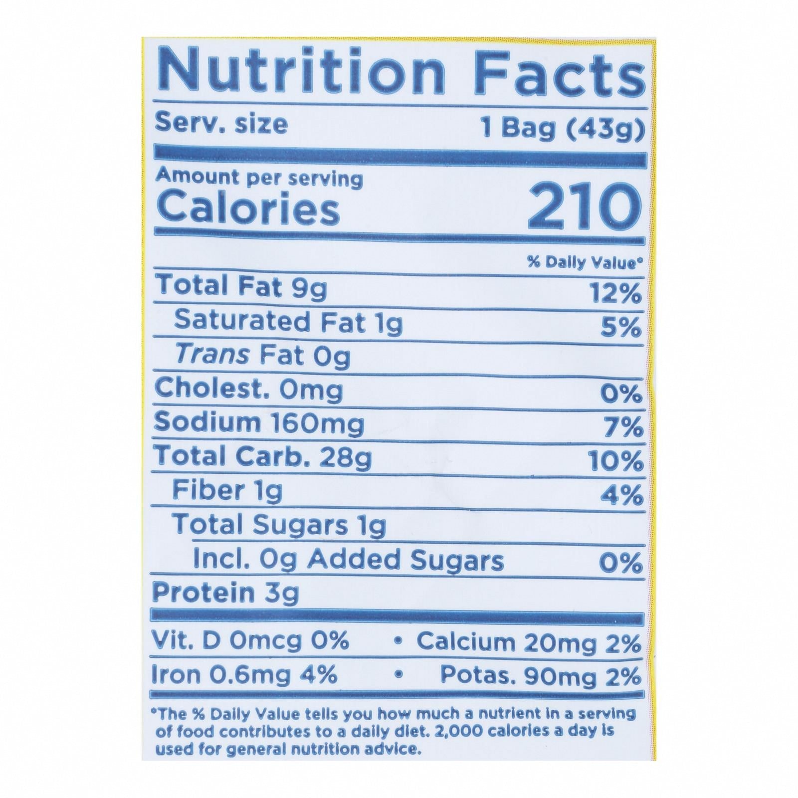 Lundberg Family Farms Rice Chips - Sea Salt - Case of 24 - 1.5 oz. - Nutrition Facts
