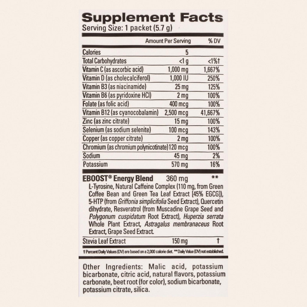 Eboost - Super Powder Acai Pmgrnte - Case of 20-.25 OZ - Back